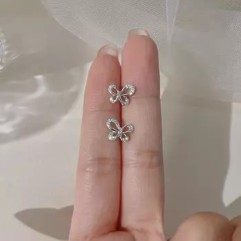 Серьги-гвоздики в виде бабочки, женские модные простые серьги из циркония, темпераментные милые серьги