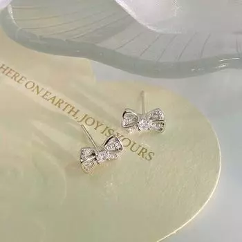 Серьги-гвоздики в виде банта, легкие, роскошные, высококачественные, женские серьги, милый, девичий, универсальный стиль