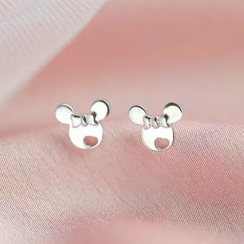 Серьги-гвоздики в виде банта Нишевый дизайн Серьги-мышки Модные простые серьги серебряный