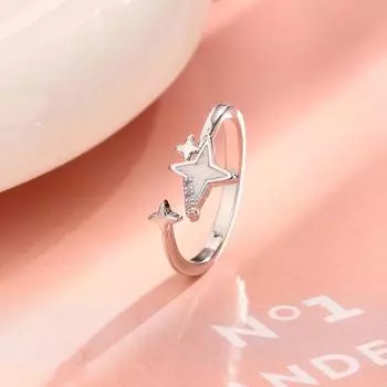 Серьги-гвоздики в виде четырехконечной звезды, женский костюм, креативное ожерелье в виде ракушки с бриллиантами, кольцо со звездой из белого циркония и мороженого copper (white gold)