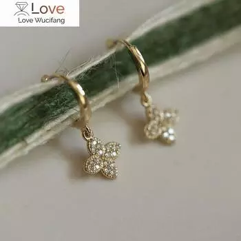 Серьги-гвоздики в виде цветка из корейского серебра 925 пробы с микро-инкрустацией из циркония в стиле ретро для женщин, изысканный подарок в виде ювелирного изделия золотой