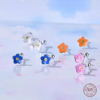 Серьги-гвоздики в виде цветка из стерлингового серебра 925 пробы для девочек, симпатичные серьги-гвоздики в виде косточки для ушей, детские серьги для женщин, украшения для пирсинга