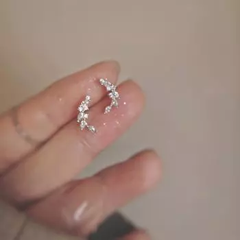 Серьги-гвоздики в виде цветка лавра из стерлингового серебра S925 для женщин, нежные, элегантные, изящные серьги с французскими бриллиантами 925