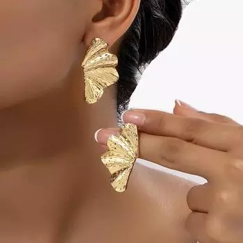 Серьги-гвоздики в виде цветка-лепестка золотого цвета для женщин, модные серьги для пирсинга, ювелирные аксессуары