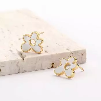 Серьги-гвоздики в виде цветка, женские, простые, корейские, милые, женские, капающие масляные, белые, цветочные серьги