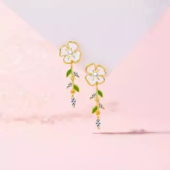 Серьги-гвоздики в виде цветка Женский простой темперамент Нежные и милые серьги-цветы с искусственным жемчугом и цирконием Серьги
