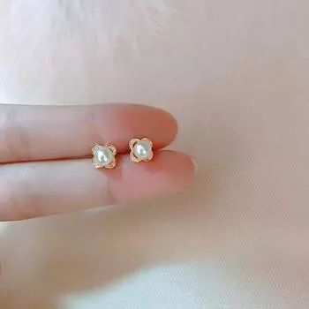 Серьги-гвоздики в виде клевера, женские простые ретро-серьги в виде листьев во французском стиле