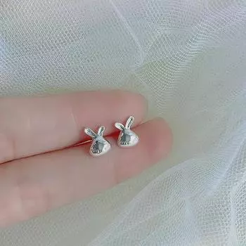Серьги-гвоздики в виде кролика, милые, креативные, забавные, забавные, маленькие серьги с животными, персонализированные, нишевые, дизайнерские аксессуары
