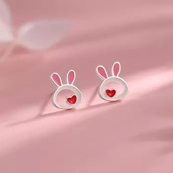 Серьги-гвоздики в виде кролика, женские, легкие, роскошные, нишевые, дизайн Sense, натальные, год, серьги в виде сердца в виде кролика, лето