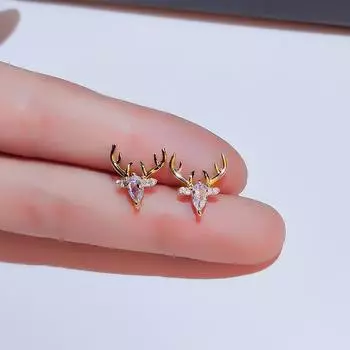Серьги-гвоздики в виде оленя для женщин летом, серьги в виде оленя, простые серьги в стиле ниши золотой