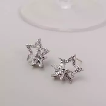 Серьги-гвоздики в виде пятиконечной звезды с бриллиантами, изысканные, маленькие и простые серьги, женские новые модные и элегантные серьги с цирконами