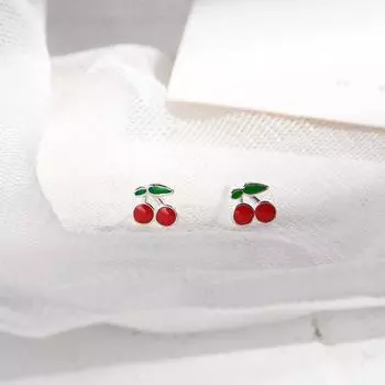 Серьги-гвоздики в виде вишни, женские милые сладкие фруктовые красные масляные украшения для ушей, простая корейская версия, нишевые дизайнерские аксессуары