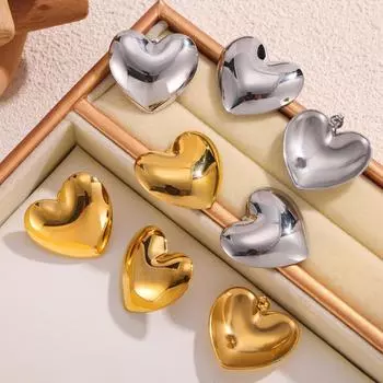 Серьги-гвоздики Wind Peach Heart Exaggerated Design Smooth Surface Non-blowning Earrings 18k Gold Titanium Steel Earrings Women