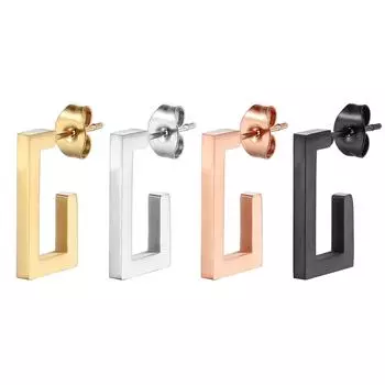 Серьги-гвоздики Wind Plane Rectangular для женщин из титановой стали с пряжкой Niche Design из нержавеющей стали 18K Trend Earrings