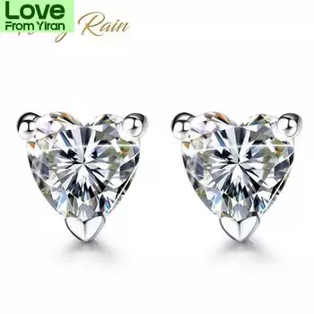 Серьги-гвоздики Wong Rain из 100% стерлингового серебра 925 пробы с белым топазом, драгоценные камни, свадебные, помолвочные, в форме сердца, ювелирные изделия, подарки оптом 5.5-6mm белый