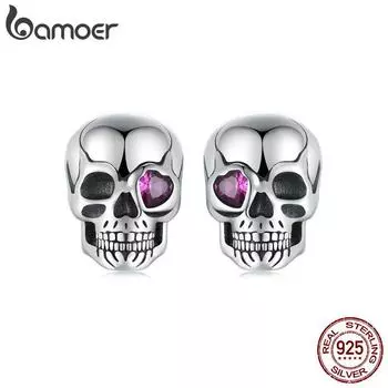 Серьги-гвоздики WOSTU из стерлингового серебра 925 пробы с черепом, дизайнерские стильные персонализированные винтажные серьги для женщин, изящные ювелирные изделия 10*7mm