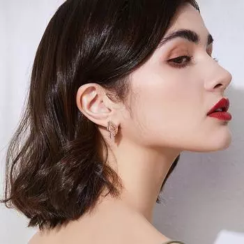 Серьги-гвоздики WWJ с цирконием и 3D-бабочкой розового и золотистого цвета розового золота