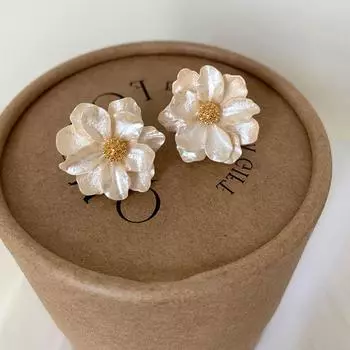 Серьги-гвоздики Xiaoxiangfeng Light Luxury Texture Camellia, женские, французские, ретро, элегантные, модные, персонализированные, универсальные серьги