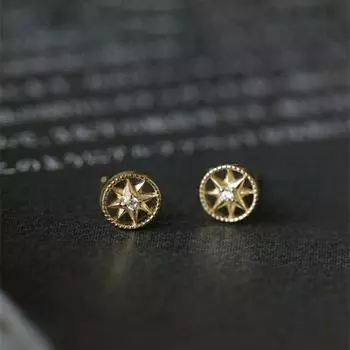 Серьги-гвоздики XINGX Compass из стерлингового серебра 925 пробы с бриллиантами, простые универсальные женские украшения для ушей 925