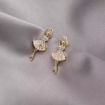 Серьги-гвоздики Y2K «Балерина» — милые и элегантные декоративные аксессуары для девочек — идеально подходят для праздников и дней рождения золотой