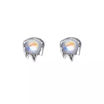 Серьги-гвоздики женские простые темпераментные милые и крутые необычные серьги из жидкого металла с лунным камнем лето