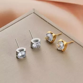 Серьги-гвоздики женские серьги студенческие розовое золото с ювелирными серьгами не выцветают подарок