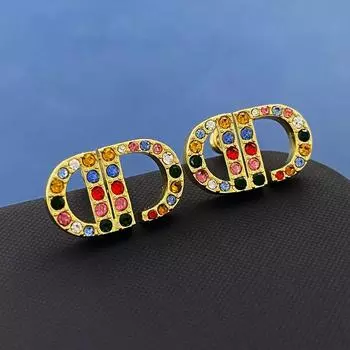 Серьги-гвоздики женственные универсальные Ins Style легкие роскошные бриллиантовые серьги с покрытием из 18-каратного золота золотой