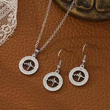 Серьги Heartbeat Line из нержавеющей стали с камнями CZ, женские украшения с медицинским символом, уникальное выражение любви