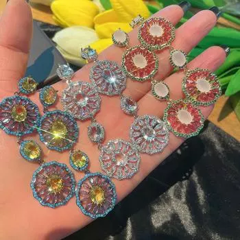 Серьги Heavy Industry, длинные серьги с цирконием цвета нефрита, ювелирные украшения высокого класса, разносторонняя личность белый