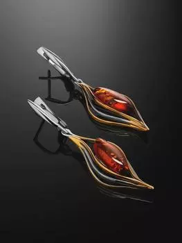 Серьги Hecheng Retro в европейско-американском стиле с янтарным цветком и масляной живописью цвета шампанского