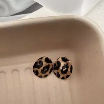 Серьги High Sense с круглым леопардовым принтом, женские серьги-иглы из лавового серебра