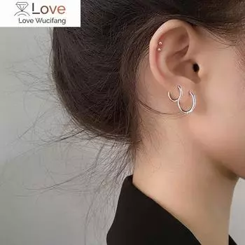 Серьги Hopp Новые 925 пробы стерлингового серебра Круглые застежки для ушей Серьги Niche Design Серьги из корейского золота для женщин