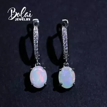Серьги хорошего качества с драгоценным камнем и натуральным опалом, модный дизайн, женские изысканные ювелирные изделия, подарок из стерлингового серебра 925 пробы M разноцветный