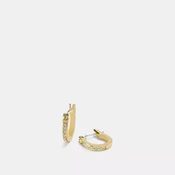 Серьги Huggie Coach COACH Pave Signature, золотистый