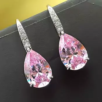 Серьги Huitan Waterdrop Cubic Zirconia для женщин, роскошные розовые/желтые серьги-подвески CZ, темпераментные женские свадебные украшения, подарок