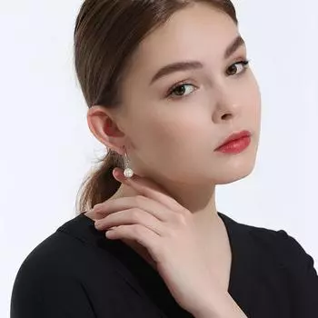 Серьги и серьги из стерлингового серебра 925 пробы с жемчугом для женщин минималистского темперамента с вкраплениями бриллиантов Длинные серьги Beizhu Модные украшения 3cm