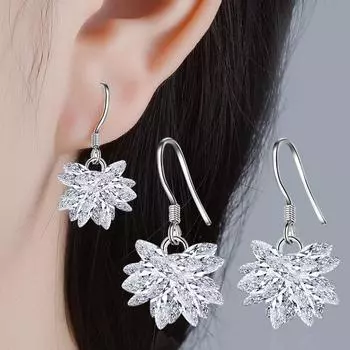 Серьги Ice Flower Temperament Ear Hooks Серьги для женщин Модные украшения для вечеринок Сверкающие аксессуары Повседневная одежда Подарок для подруг