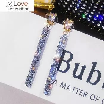 Серьги-игл из серебра 925 пробы с высокой индивидуальностью и длинным темпераментом из австрийских ювелирных изделий на свадьбу в подарок