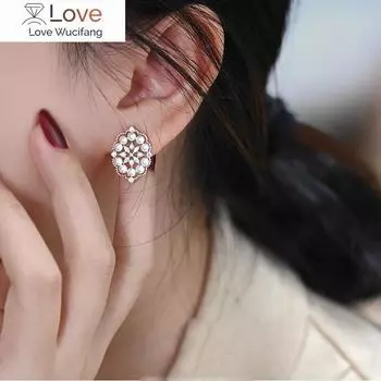 Серьги-игл из серебра 925 пробы с жемчугом, женские серьги с бриллиантами в ретро-дизайне, популярные серьги с кружевным краем, аксессуары Cool Wind