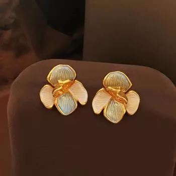 Серьги-иглочки из серебра 925 пробы с трехмерным цветком, стильные серьги в стиле нишевого дизайна, высокого класса, маленькие, в стиле аромата T1772