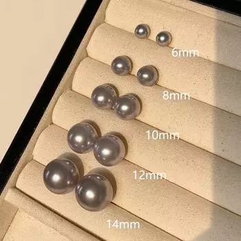 Серьги-иглочки из серебра 925 пробы с серым жемчугом — универсальный модный аксессуар для женщин 6mm серый