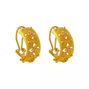 Серьги-иглы из настоящего золота S925 с медным покрытием и цирконием в стиле ретро T979