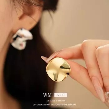 Серьги-иглы из настоящего золота с гальваническим покрытием из серебра, простой и стильный стиль, необычные и модные серьги серебряный