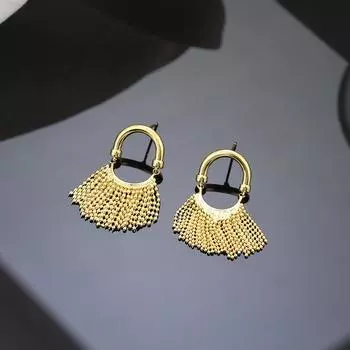 Серьги-иглы из серебра 925 пробы с французской бахромой, модные женские серьги в стиле «темперамент», серьги премиум-класса, оптовая продажа ювелирных изделий из-за рубежа 18K золотой