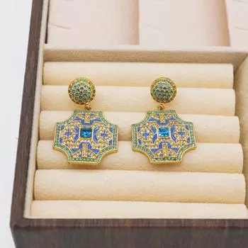 Серьги-иглы из серебра 925 пробы в средневековом дворцовом стиле, ретро-золотой комплект с текстурой циркона и серьги в современном античном стиле