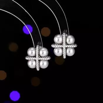 Серьги-иглы из серебра 925 пробы с нишевым дизайном, плетеные веревочные узлы, продвинутый смысл, маленькие изысканные универсальные простые серьги-гвоздики с жемчугом золотой