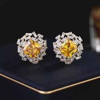 Серьги-иглы из серебра 925 пробы, серьги-гвоздики из циркония премиум-класса с кристаллами Tide Niche Light Luxury Super Flash Sugar Zircon