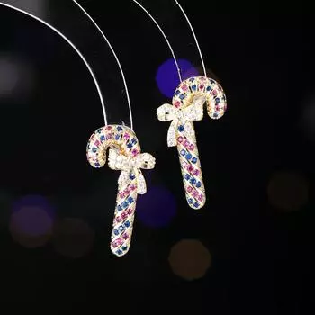 Серьги-иглы из серебра 925 пробы с индивидуальным дизайном, подарочные серьги-трости Санты премиум-класса серебро белый