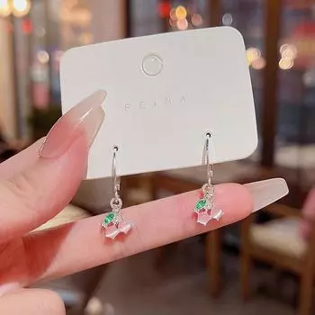 «Серьги-иглы из серебра 925 пробы с эффектом вишни и кошачьего глаза — модные, легкие, роскошные, нишевые украшения» Model A841 серебряный