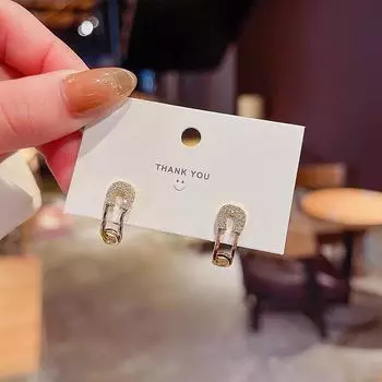 Серьги-иглы из серебра 925 пробы с позолоченным цирконием — новый стиль 2021 года золотой